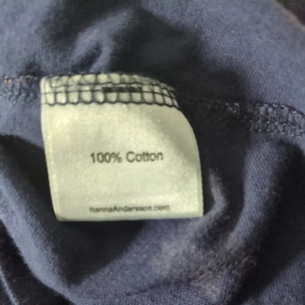 Hanna Andersson Flower Ruffle Dress Navy Size 6/7 (120cm) Pockets Cap Sleeves - Picture 6 of 8